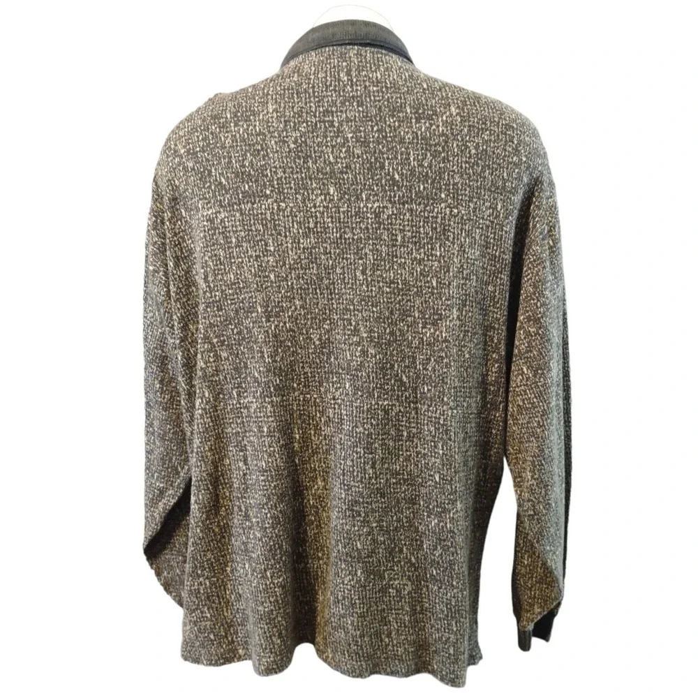 Bachrach Polo Shirt XL Vintage Retro Norm Grandpa Core Grey Long Sleeve Knit Men